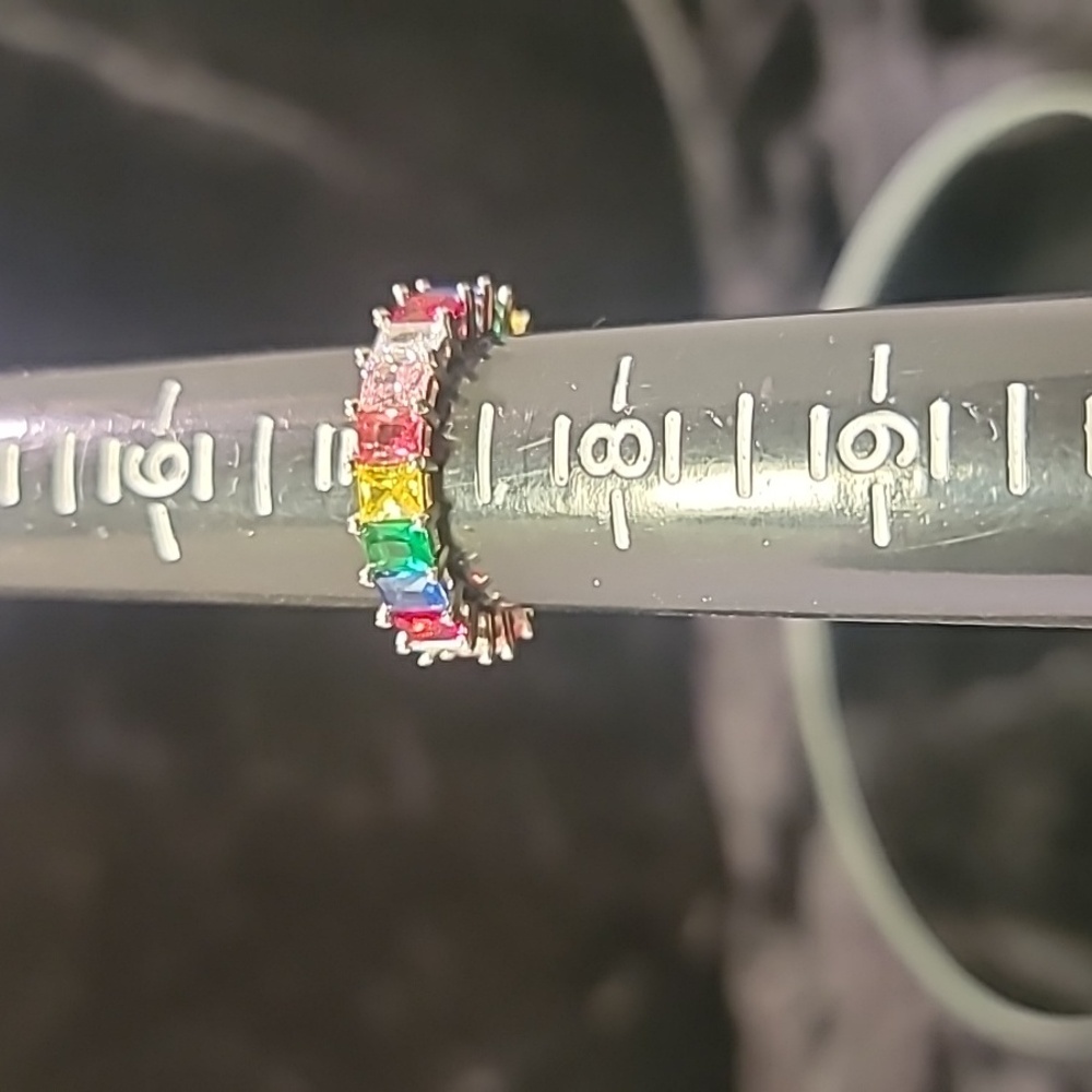 0516. Multicolor Lab Gemstones in 925 Sterling Silver Sparkly 💫Ring💜❤️💚💙🩵 - Picture 13 of 13